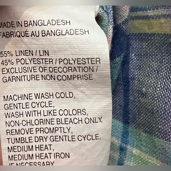 IZOD Men's LG Classic Plaid Button Down Short Sleeve Shirt Casual Linen Blend - Picture 8 of 9